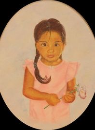 A girl holding a flower